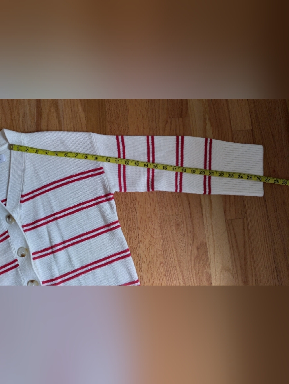 Lake Nora Cardigan White With Red Stripes - Picture 6 of 7